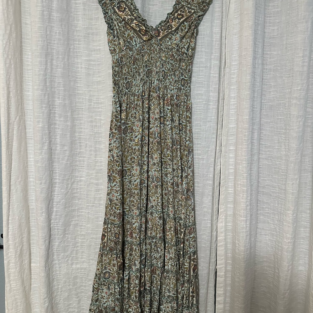 Cienna Designs Bohemian Floral Maxi Dress in Green